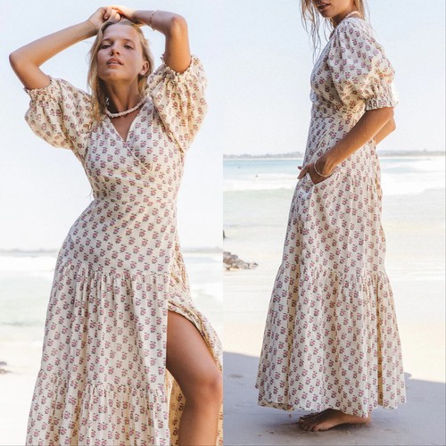 Maxi Vestido Daughters of India Zuri Envolvente Peonía Talla Pequeña