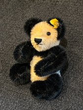 Vintage Steiff mini panda bear 0250/11 3" Mohair Button Ear Yellow Tag 1968-72
