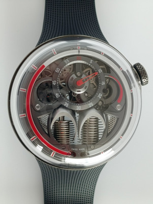 HYT H1.0 48.8mm Steel Gray Skeleton Dial Manual Winding Men Watch H02022-A