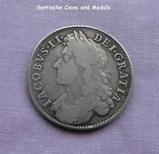 1685 KING JAMES II SILVER HALF CROWN - PRIMO