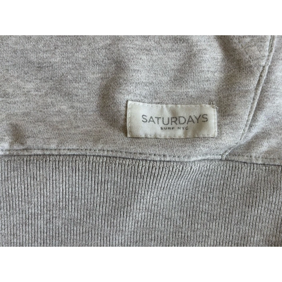 Saturdays Surf NYC Hombres Grande 100% Algodón Sudadera con Capucha Gris Claro Suave Grueso Patín Foto 4 de 4