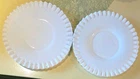 Set of 2 VTG Fenton Hobnail Milk Glass #3816 Salad Plates Crimped Edge 8 3/8"