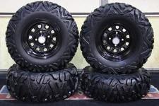 RUBICON 500 SRA 25" QUADKING ATV TIRE ITP BLACK ATV WHEEL KIT SRAD BIGGHORN