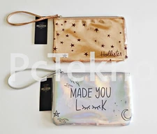 Hollister Metallic Faux Leather Wristlet -Rose Gold / Holograph Silver *PICK NWT