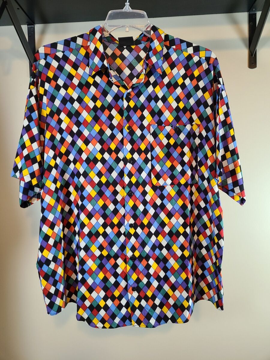 Vintage Hutspah Men's Button Up Multicolor Retro Geometric