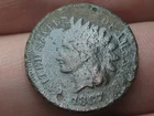 1867 Indian Head Cent Penny- VG Obverse Details, Metal Detector Find? Crusty