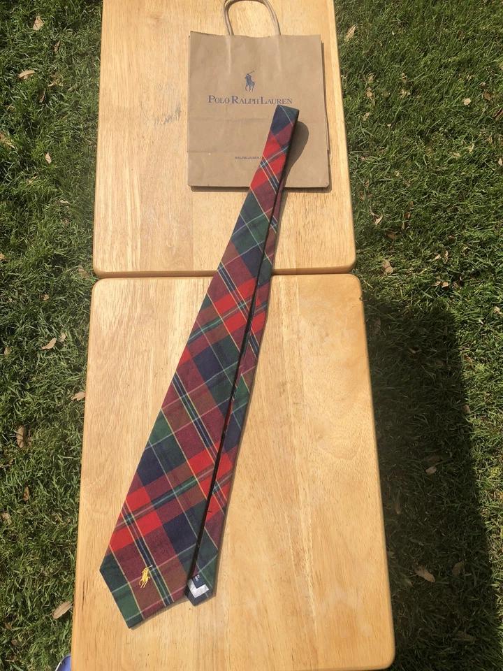 De colección Polo Ralph Lauren Madras Cuadros Corbata Cuello Ecuestre Poni Deportista Foto 2 de 4