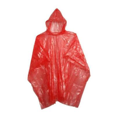 Adult Rain Poncho Red Waterproof Plastic Disposable Rain Hat Hood