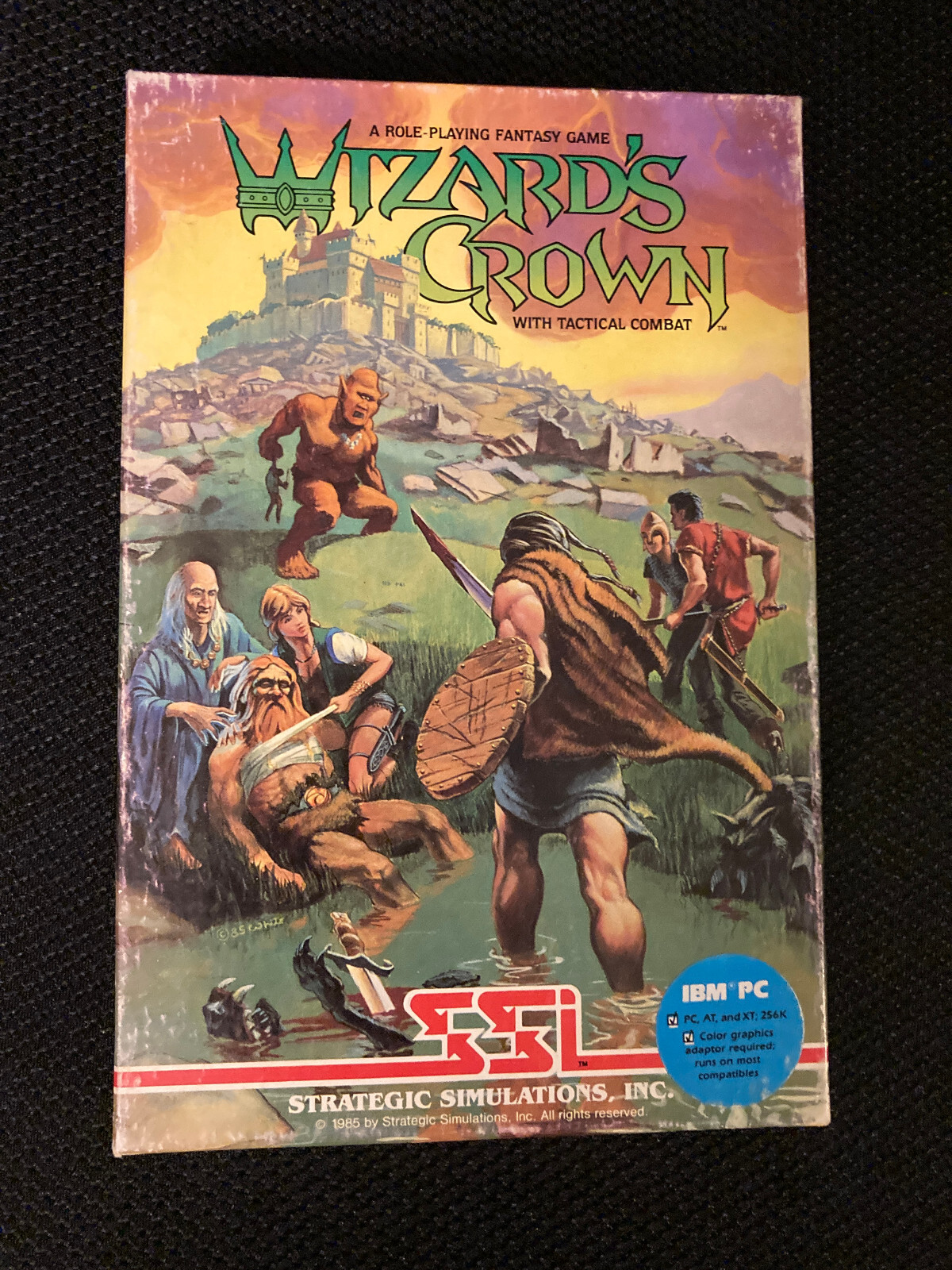 WIZARD'S CROWN Big Box IBM PC 5.25" Floppy Disk COMPLETE Vintage 1985