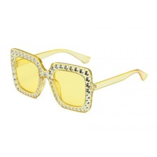 Diamond Frame Glasses Square Sunglasses Sunglasses Yellow Frame  Lens