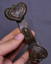 11CM Antique Old Chinese Dynasty Bronze Feng Shui Auspicious Ruyi Ru Yi Statue