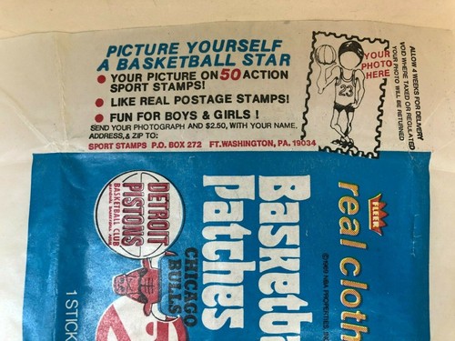 (4) 1969 Fleer Real Cloth Basketball Patches Empty Wax Pack Wrappers - Bild 5 von 5