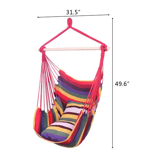 Cotton Canvas Hanging Rope Chair with Cushions Bohemian Style Home Decor - Picture 5 of 12