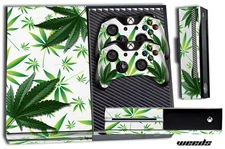 Designer Skin for XBOX ONE 1 Gaming Console+2 Controller Sticker Decal WEEDS WHT