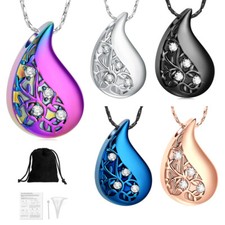 Elegant Water Drop Cremation Urn Necklace For Ashes Keepsake Memorial Jewelry US