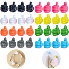 32 Pcs Self Adhesive Thumb Hooks, Waterproof Cable Holder Wire Cord Clip Mana...