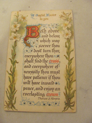 Antique a Joyful Easter Thomas a Kempis Quote Postcard 1908