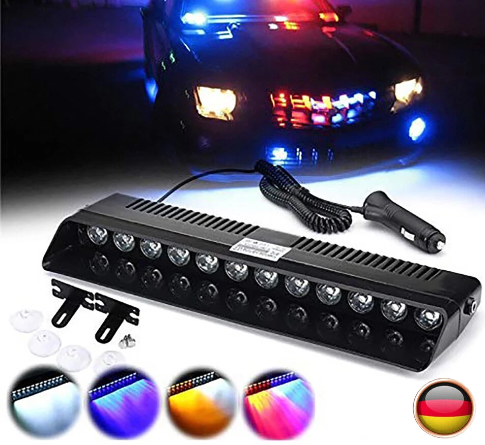 12LED Auto Blitzlicht Frontblitzer Warnleuchte Dash Strobe Notfall Warnung Gelb - Bild 2 von 4
