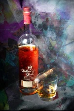Weller Bourbon and Opus X Cigar Wall art 16 x 20 on canvas