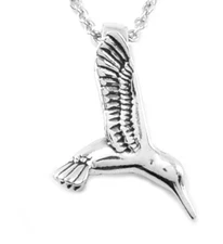 Sterling Silver Hummingbird Charm Pendant Necklace-#1435