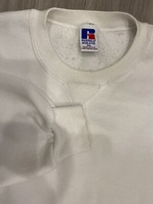 Vintage White Russell High Cotton Crewneck Sweatshirt Blank 2XL XXL Made In USA