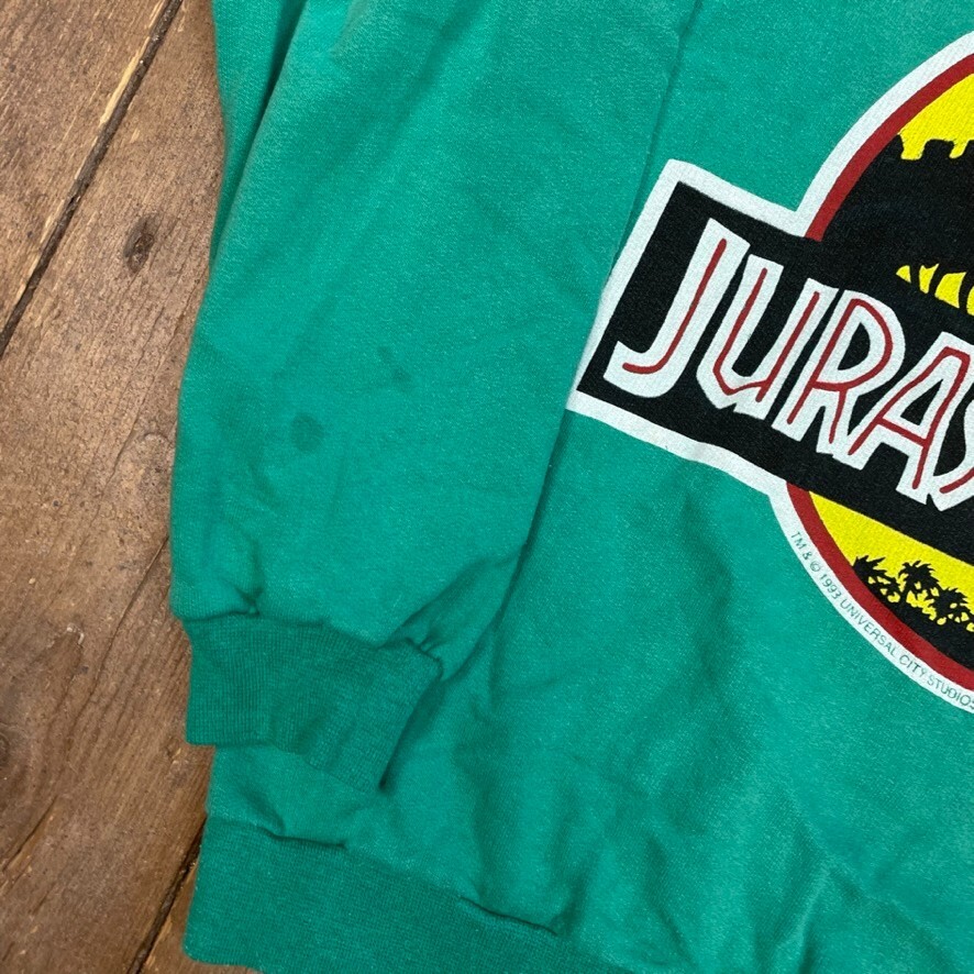 Jurassic Park Sweatshirt 90's Spellout Movie Graphic Jumper Green Kids Medium image 6
