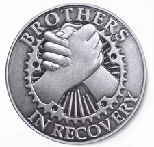 BROTHERS IN RECOVERY- Brushed Antique Nickel AA /NA Coin