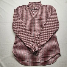 VTG Burberry Brit Button Down Shirt Mens Medium Red Plaid Long Sleeve Cotton