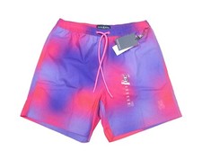 Psycho Bunny Men's Knockout Pink Almont Graphic Print Swim Trunks
