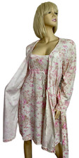 NWT Cruz Natori 2pc Short Robe  Nightgown SMALL Pink Beige Cream Pagoda Cotton