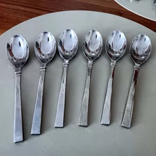 Lot Of 6 Oneida Silver Shaker Stainless Steel Flatware Teaspoons
