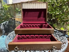 Wooden Silverware Flatware Chest With Drawer Brass Handles Anti-Tarnish Vintage