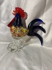 Murano-style hand-blown art glass rooster figurine 8inch Tall