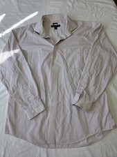 Crisp Blue Check Non Iron Cotton Pronto Uomo Men's Dress Shirt Size 18 32/33