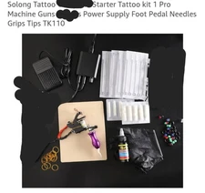 Gently Used Solong Tattoo Machine Gun Partial Kit ,1 Ink Power Supply (F)