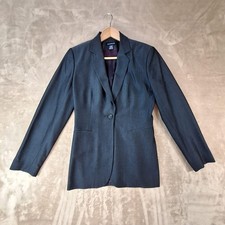 Ann Taylor Blazer Womens 4 Gray One Button Ventless Wool Lined Career Jacket