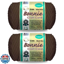 Pepperell Bonnie Braid Macrame Cord | 6mm x 100yd Brown (Value 2-Pack) | Twis