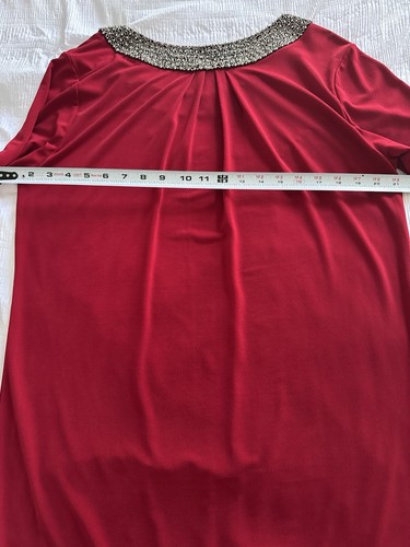NWT Daisy Fuentes Red Tunic Embellished Beaded Holiday Fancy Career Work Large - Picture 5 of 9