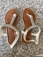 Nicole Womens White Rhinestone Thong Sandals ...