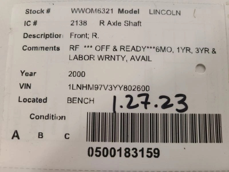 Passenger Right Axle Shaft Front Fits 95-02 LINCOLN CONTINENTAL 1666790 - Image 4 of 4