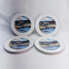 VTG 4 Pioneer Bay Plates Epoch E203 Water Wheel Sail-Row Boats Gulls 8"Diax3/4"H
