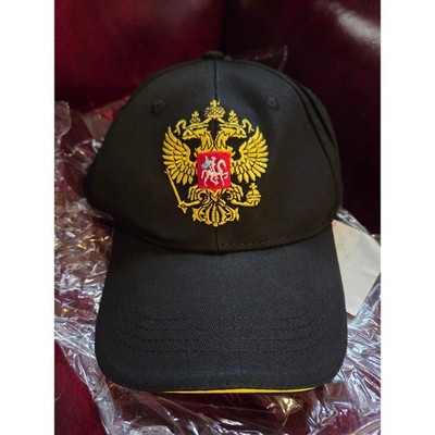 Mens Russia Double Headed Eagle Coat of Arms Black Baseball Cap Hat BQ562-black