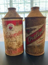 (2) Hauenstein, Ortlieb's, HP CTs TO, Empty Outdoor Cans, Holes, Fading, Dents