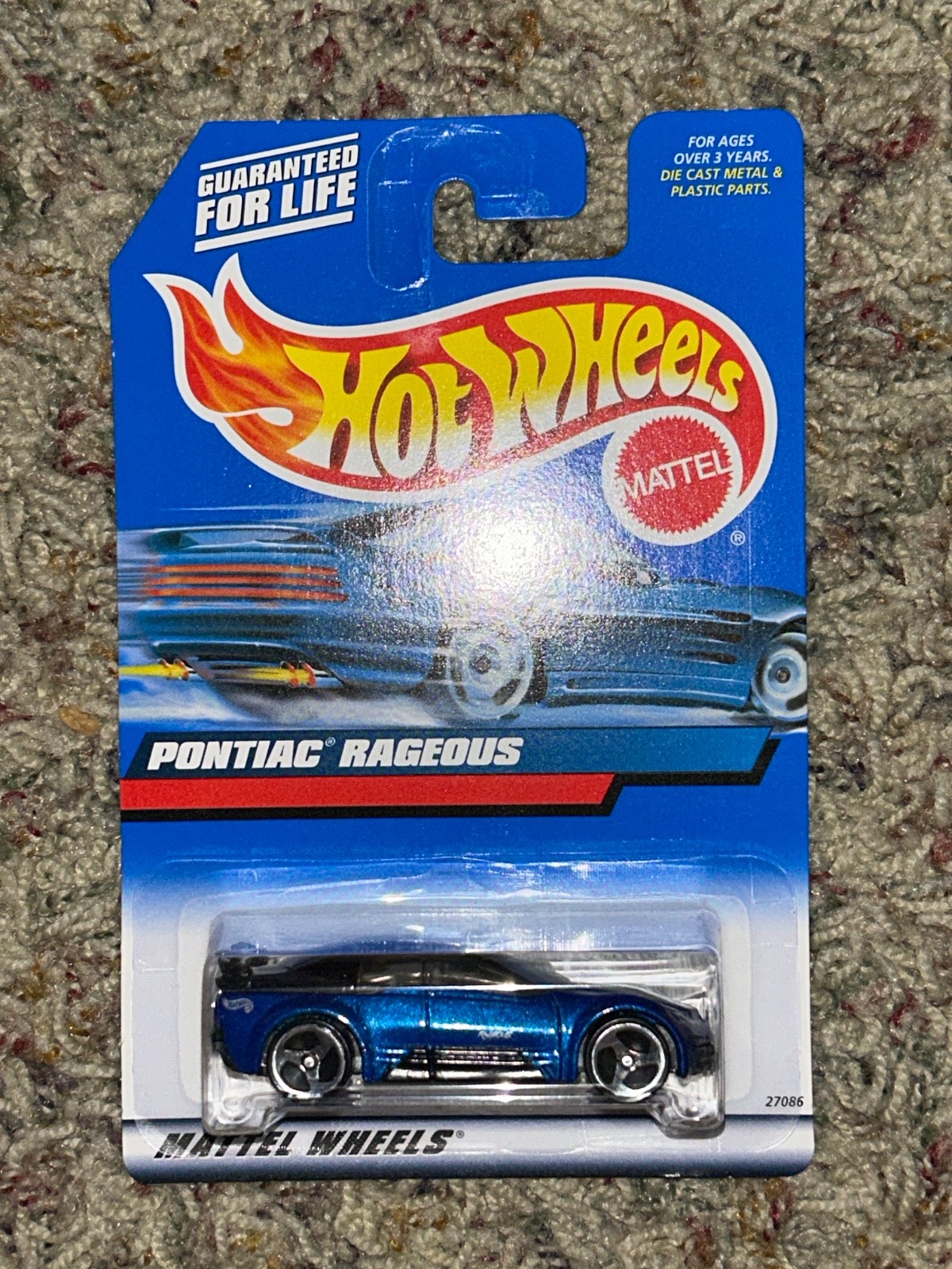 2000 Hot Wheels Pontiac Rageous #119 Blue 3 Spoke Diecast Toy Car