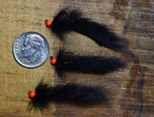 Set of 3 Mini Leech Flies, Size #14, by Chris Mihulka, You Choose Color