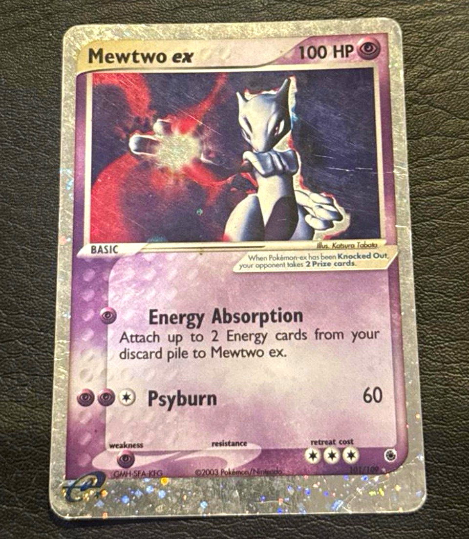 Nintendo Pokemon TCG Mewtwo ex 101/109 EX Ruby & Sapphire Holo 100 HP 2003