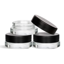 90 Pack 7ml Low Profile Thick Glass Jars with Black Lids - Airtight Contain...