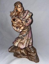 Figure Holding A Baby Papoose Handpainted 10 1/2 Inches High