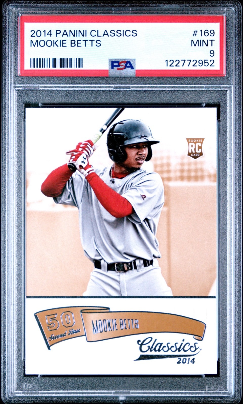 Mookie Betts 2014 Panini Classics #169 Rookie Card RC Red Sox Dodgers PSA 9 view 1