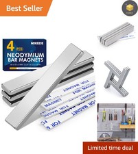 4-Pack Neodymium Bar Magnets with Adhesive - Ideal for DIY and Home Use